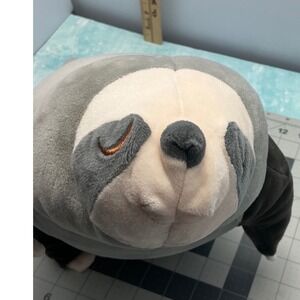 Bunbunbunny Plush Sloth Stuffed Animal Soft Gray Dark Brown Sleepy Face